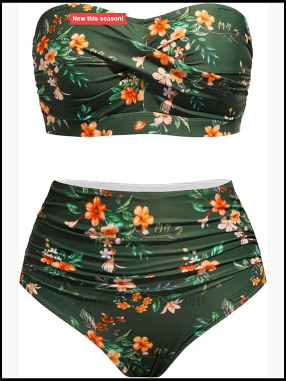 Plus Size Two Piece Swimsuits High Waisted Bandeau Bikini Tummy Control